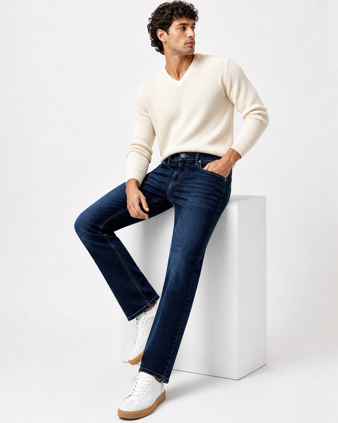 Dark Blue Straight Fit Denim Jeans