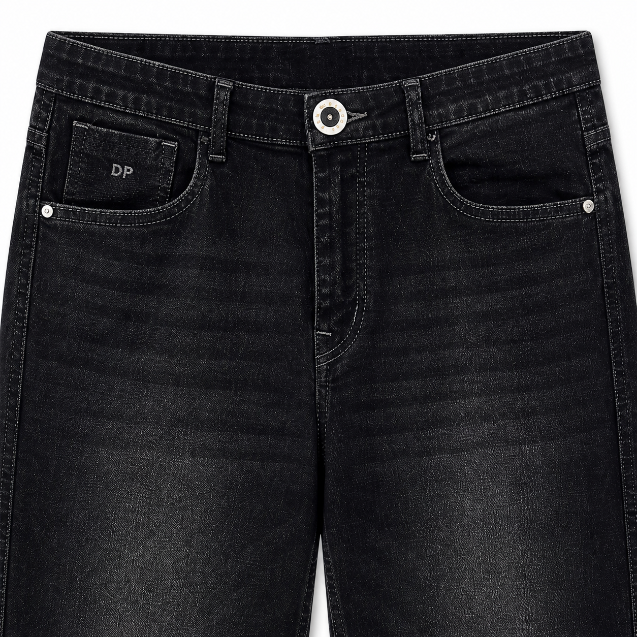 Dark Washed Black Straight Fit Denim Jeans