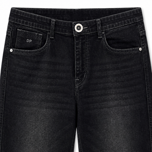 Dark Washed Black Straight Fit Denim Jeans