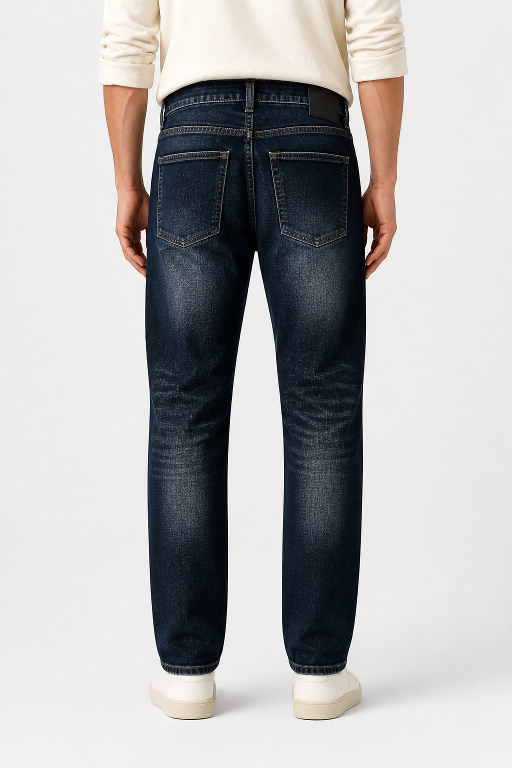 Washed Blue Straight Fit Denim Jeans