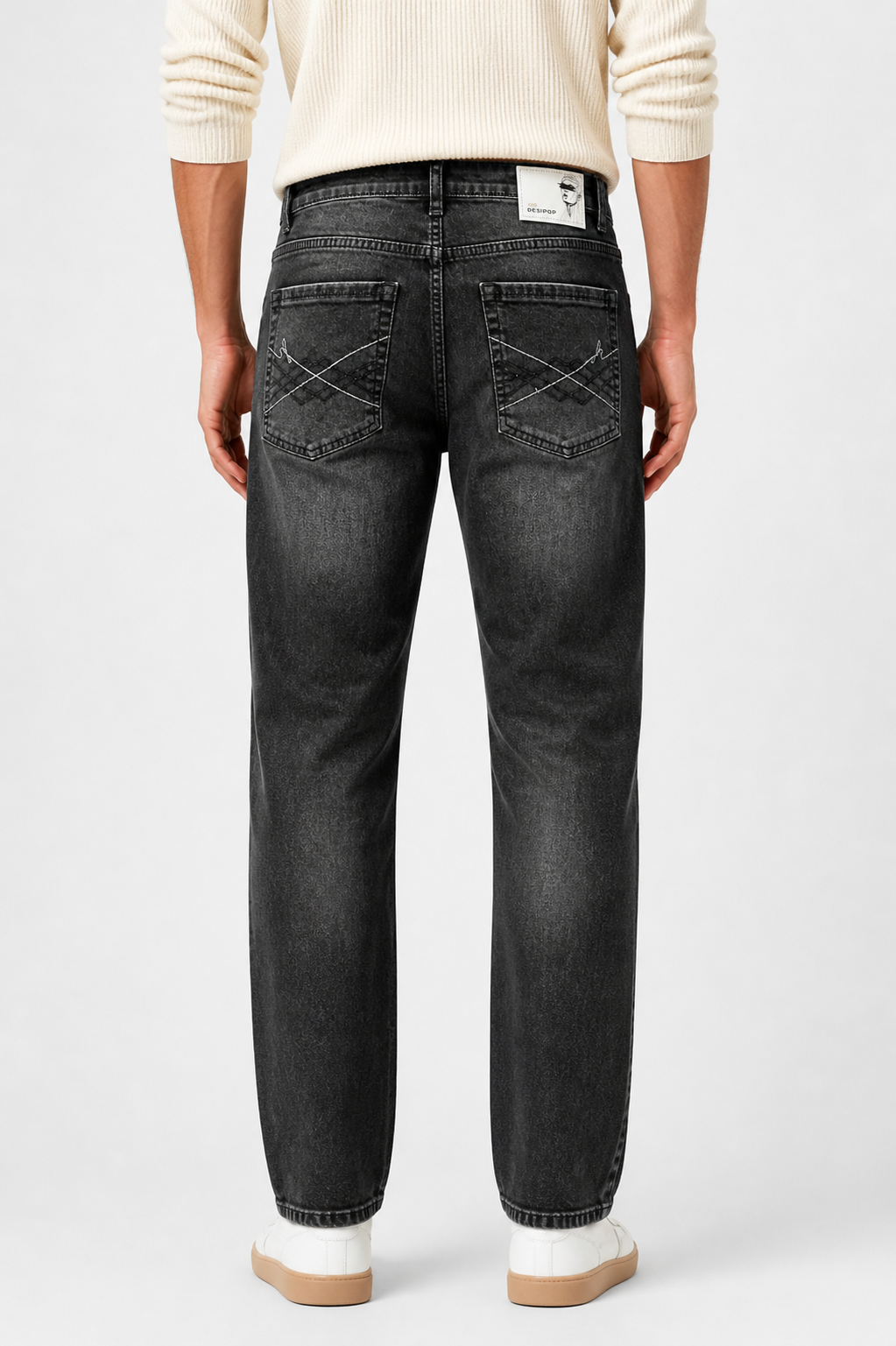 Washed Grey Straight Fit Denim Jeans