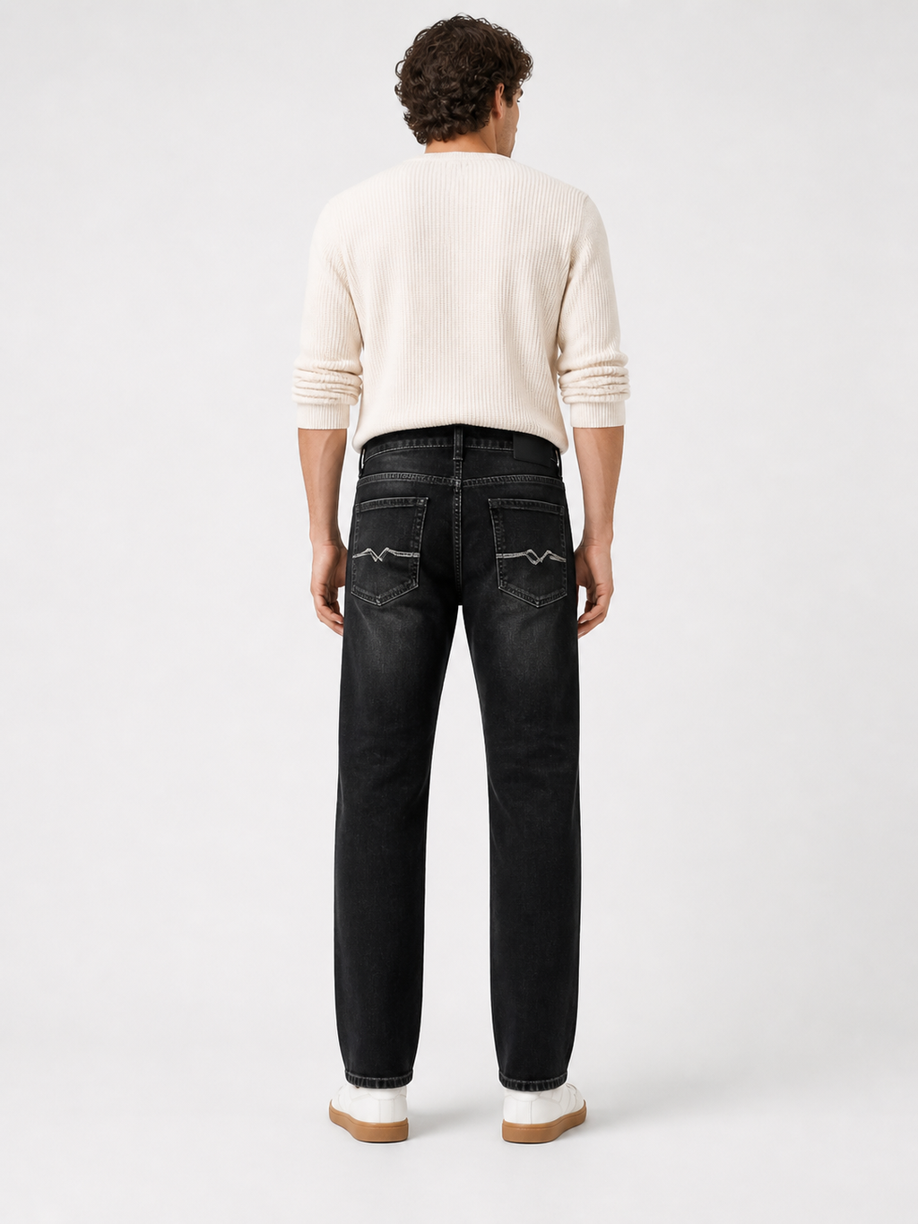 Dark Washed Black Straight Fit Denim Jeans