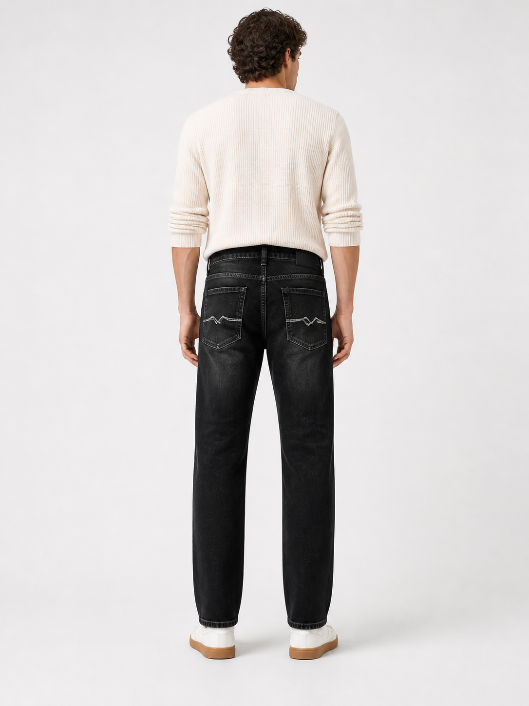 Dark Washed Black Straight Fit Denim Jeans