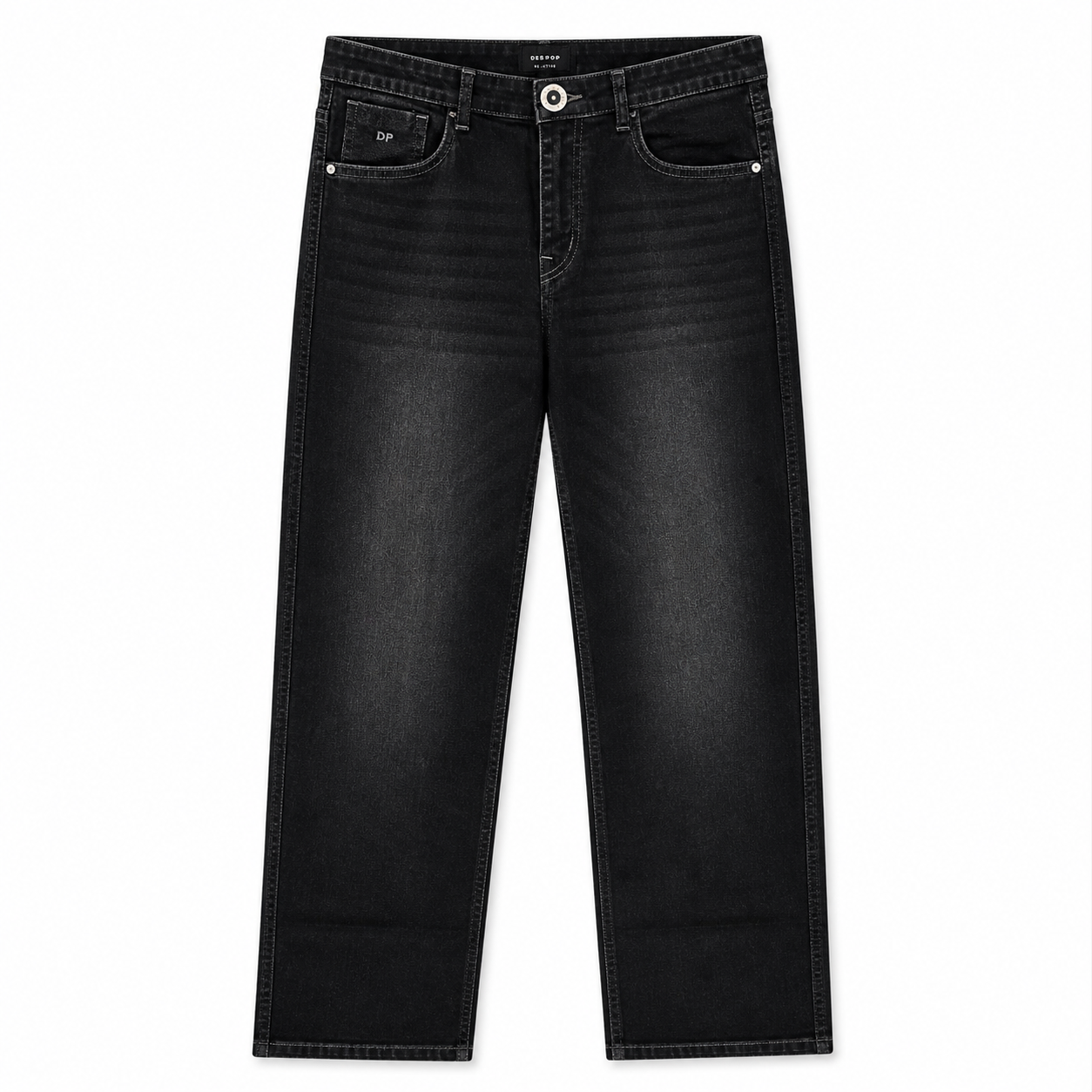 Dark Washed Black Straight Fit Denim Jeans