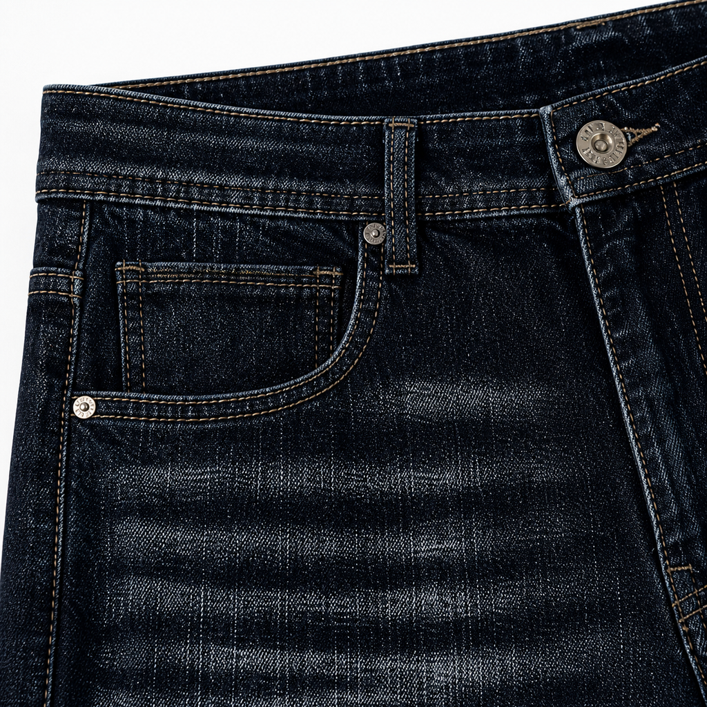 Washed Blue Straight Fit Denim Jeans