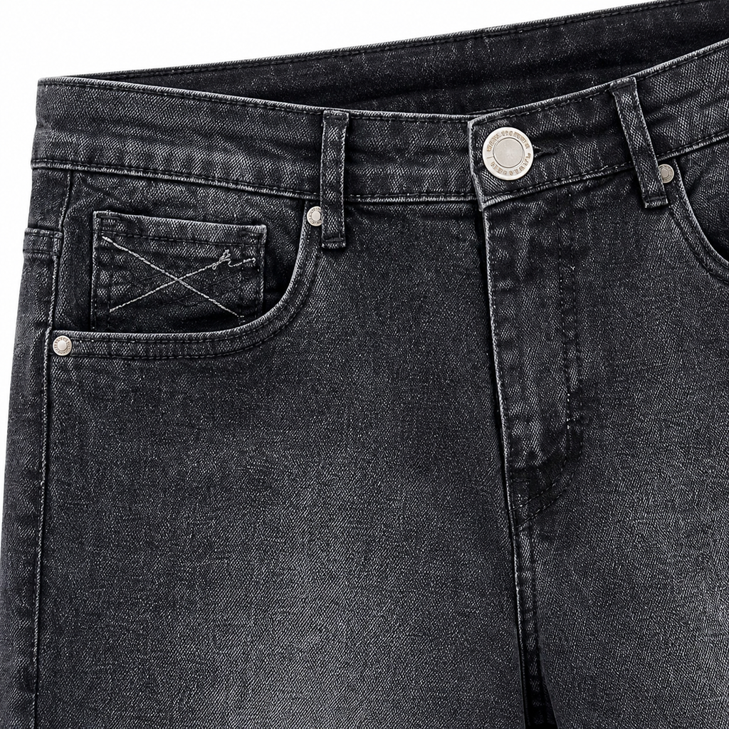 Washed Grey Straight Fit Denim Jeans