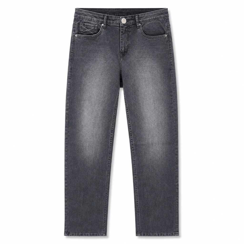 Washed Grey Straight Fit Denim Jeans