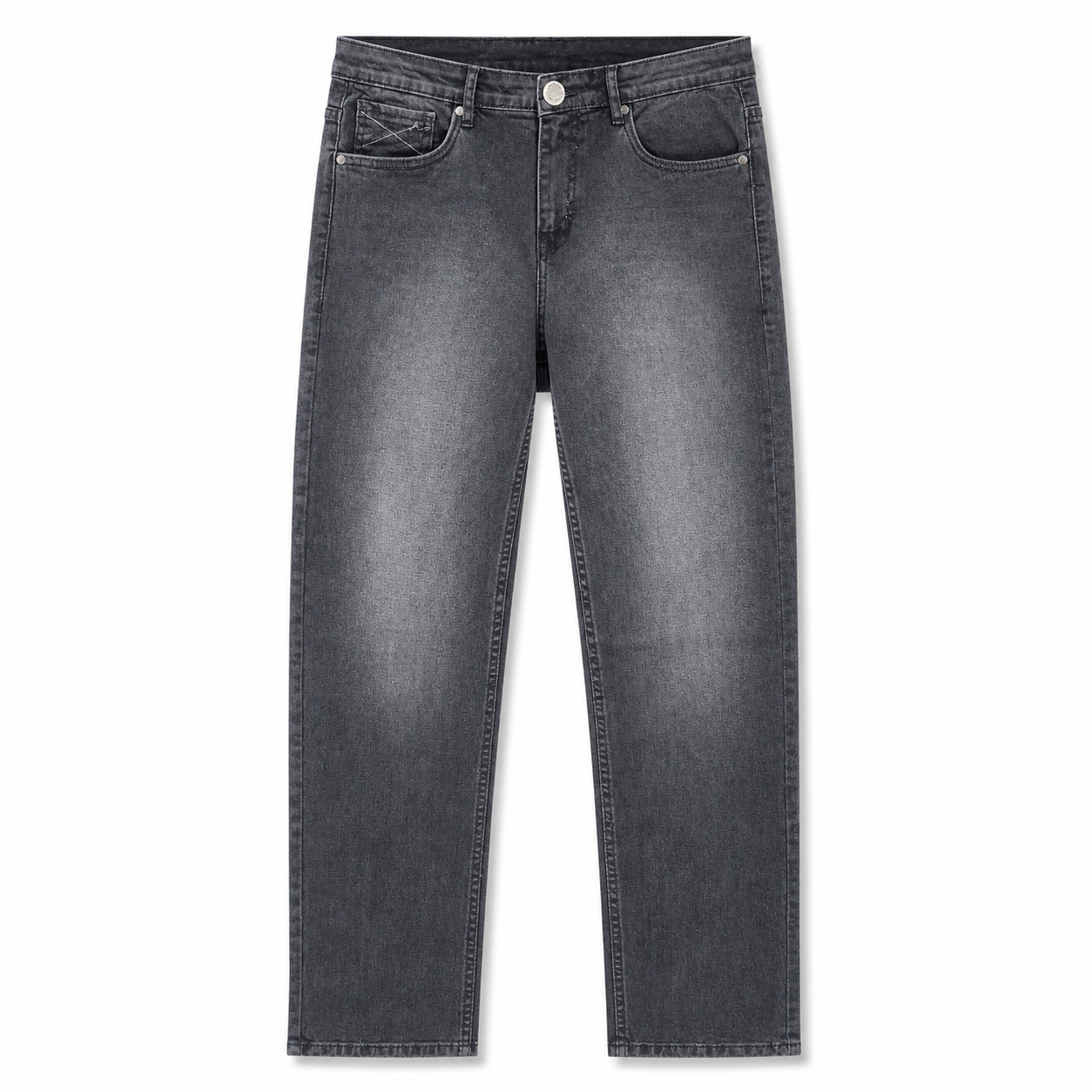 Washed Grey Straight Fit Denim Jeans