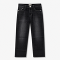 Washed Black Straight Fit Denim Jeans with Contrast Stitch