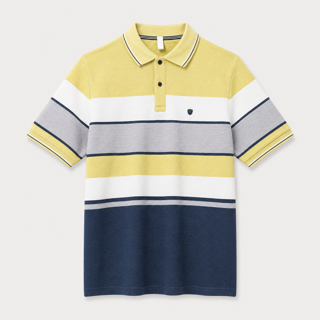 Men’s Premium Striped Polo T-Shirt – Color Block Style