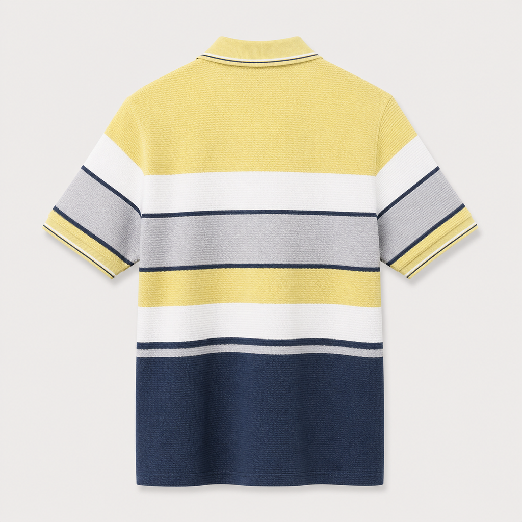Men’s Premium Striped Polo T-Shirt – Color Block Style