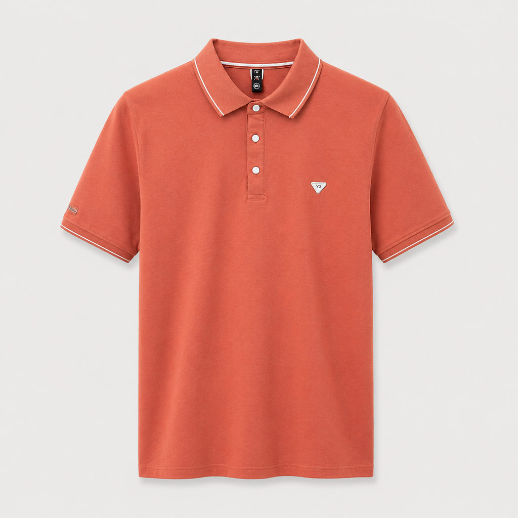 Men’s Solid Orange Polo T-Shirt – Premium Casual Fit