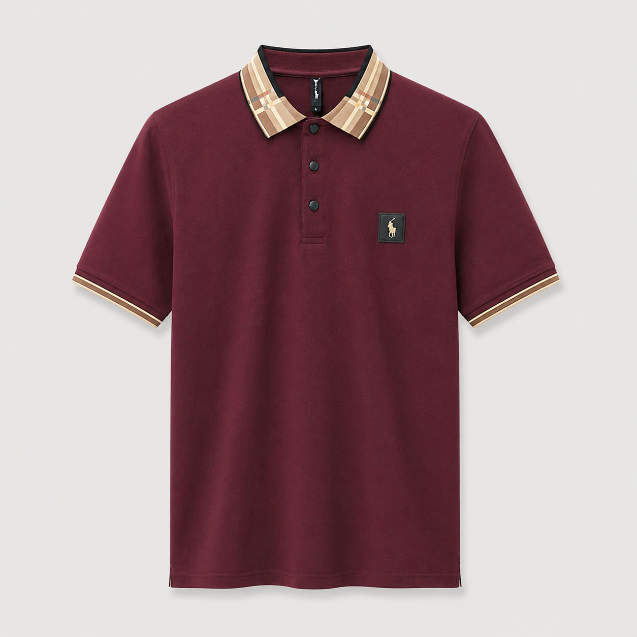Men’s Maroon Polo T-Shirt with Contrast Collar – Premium Casual Fit