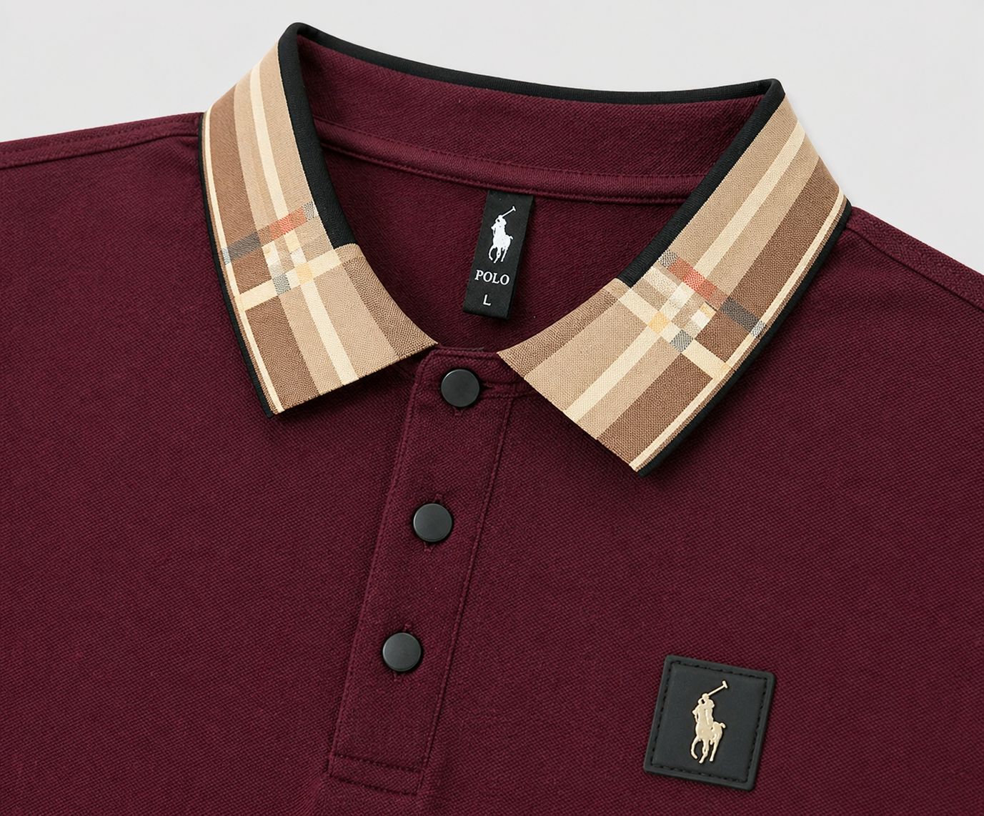 Men’s Maroon Polo T-Shirt with Contrast Collar – Premium Casual Fit