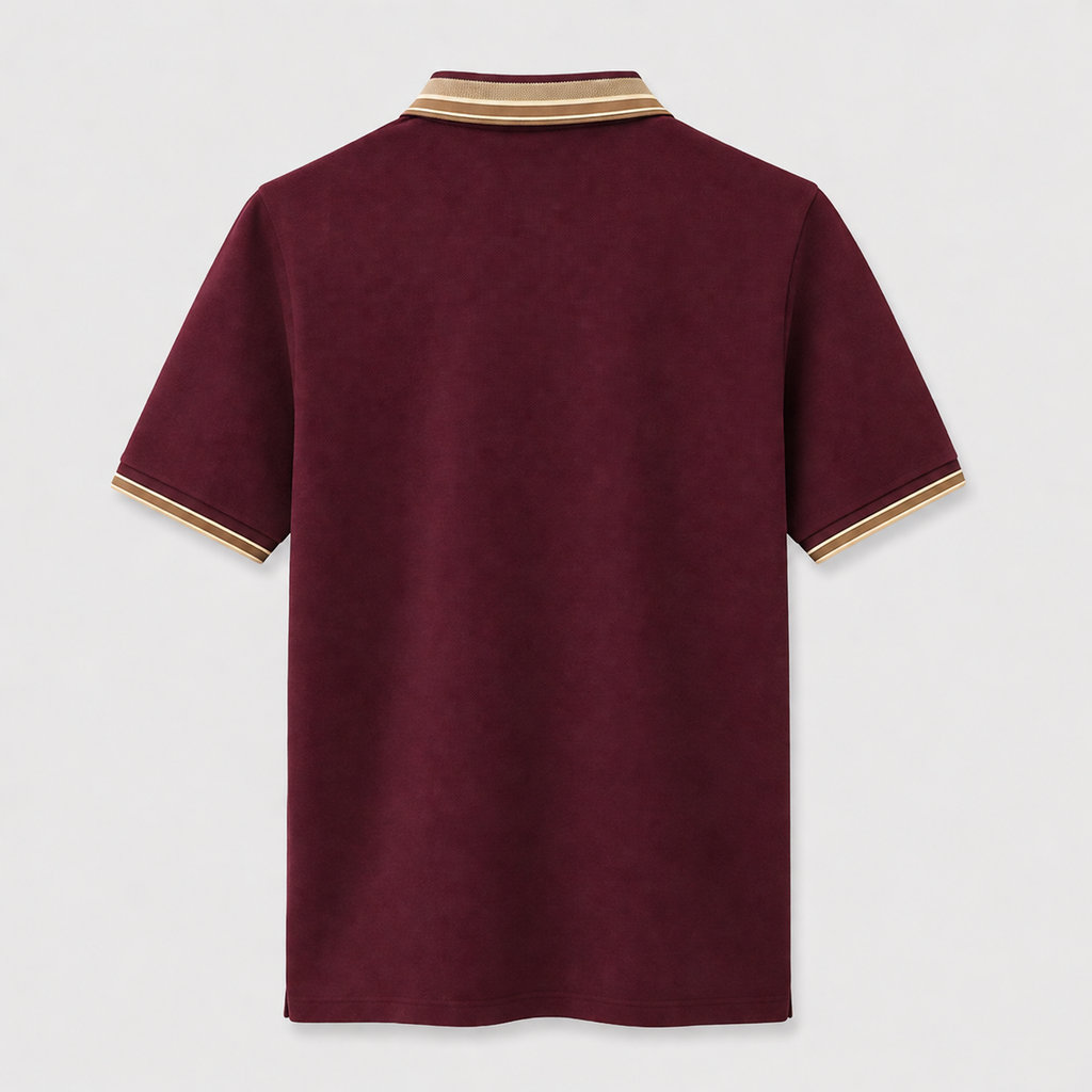 Men’s Maroon Polo T-Shirt with Contrast Collar – Premium Casual Fit