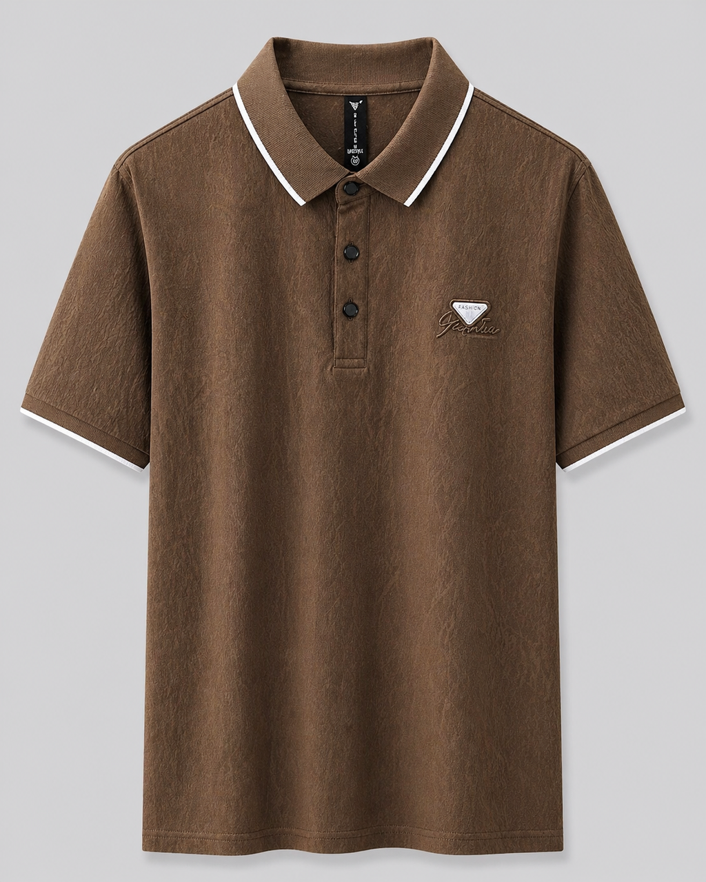 Urban Luxe Textured Polo Shirt – Coffee Brown Edition