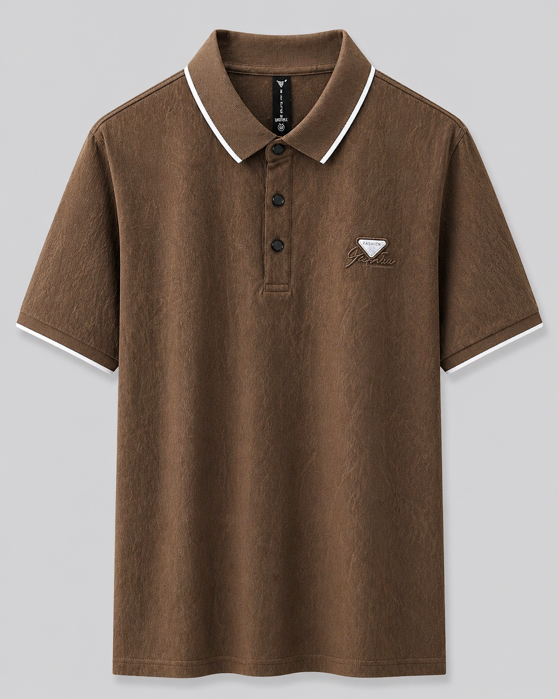 Urban Luxe Textured Polo Shirt – Coffee Brown Edition