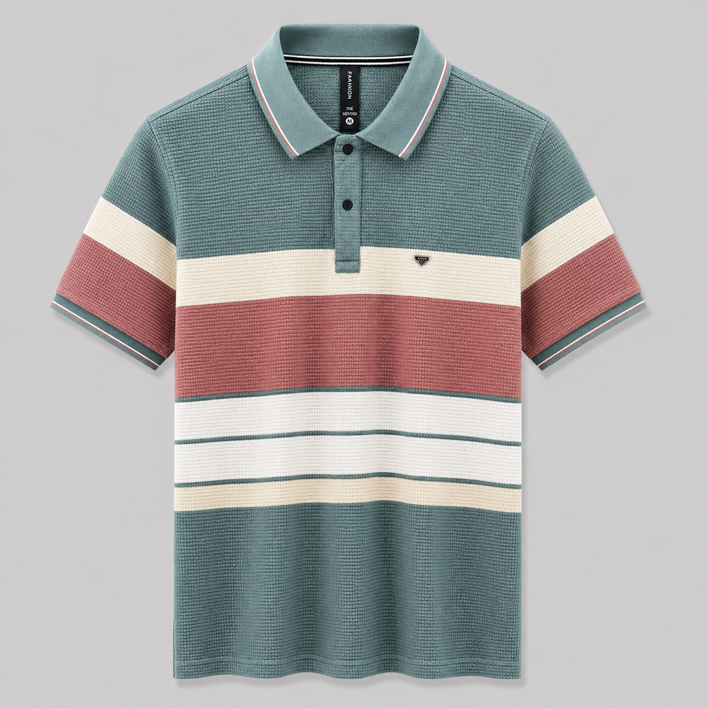 Signature Stripe Textured Polo – Coastal Sage Edition