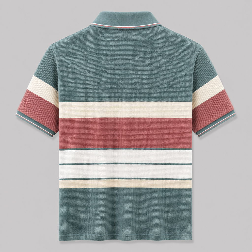 Signature Stripe Textured Polo – Coastal Sage Edition