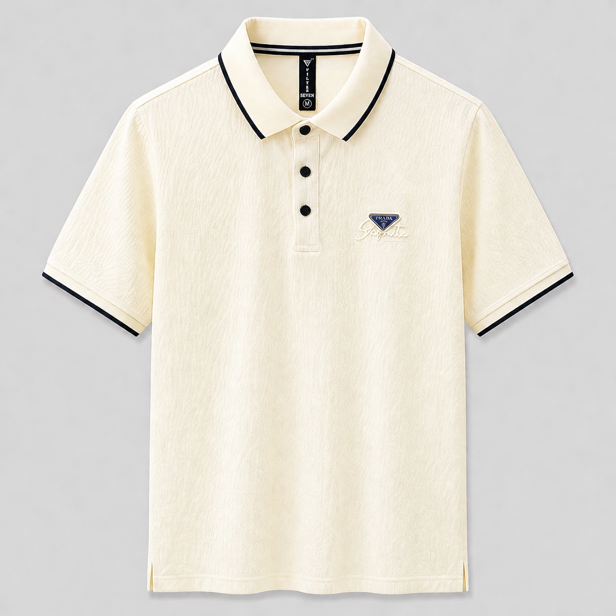 Minimal Textured Polo – Ivory Luxe Edition