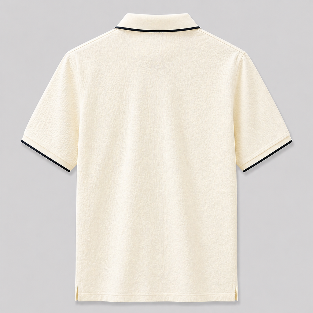 Minimal Textured Polo – Ivory Luxe Edition