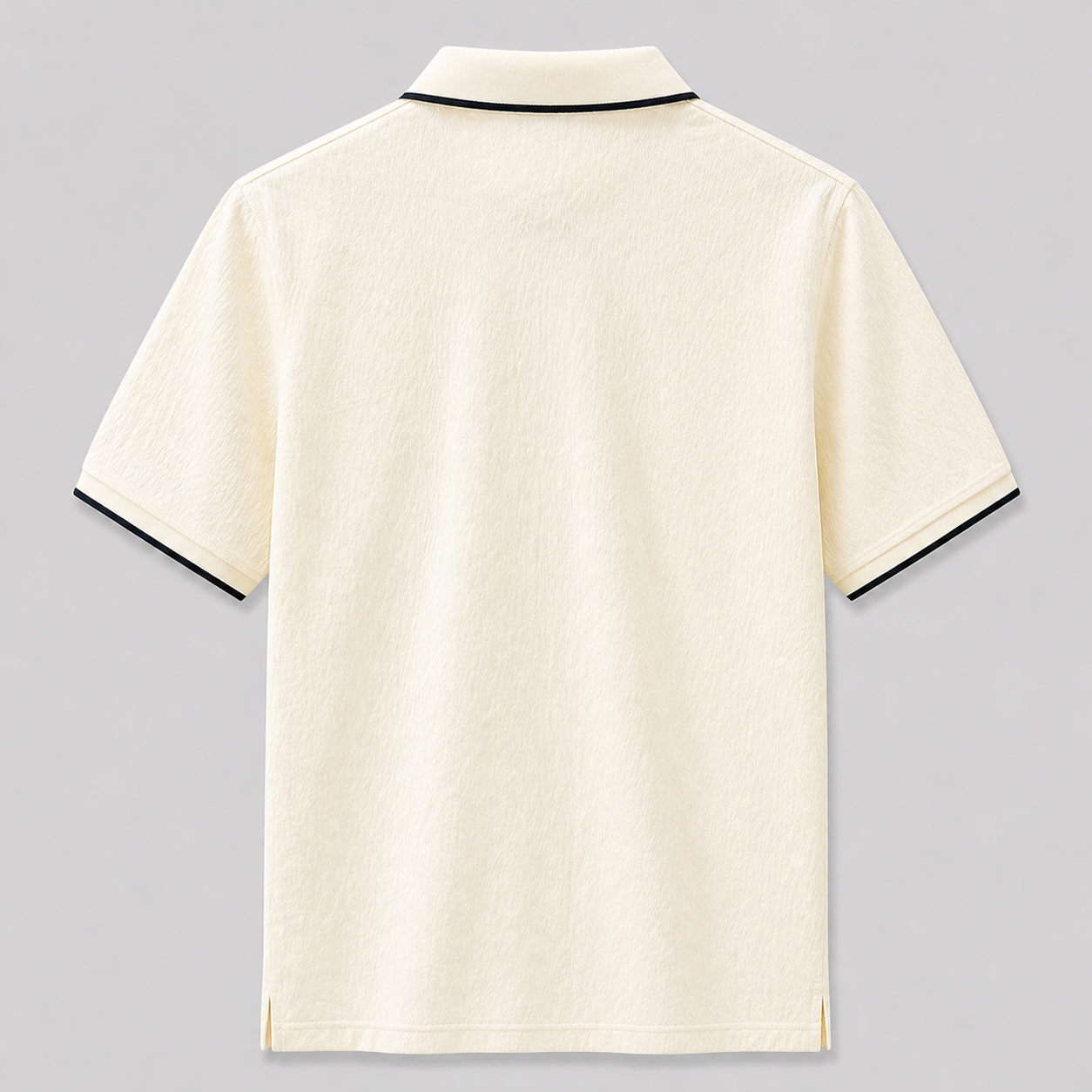 Minimal Textured Polo – Ivory Luxe Edition