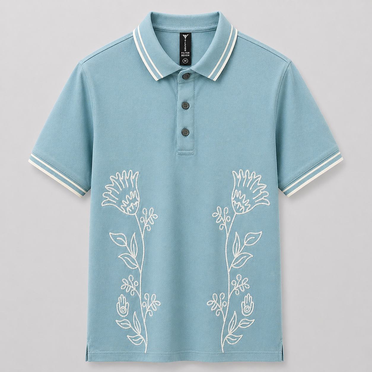 Embroidered Textured Polo – Sky Blue Signature Edition