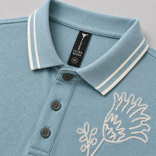 Embroidered Textured Polo – Sky Blue Signature Edition