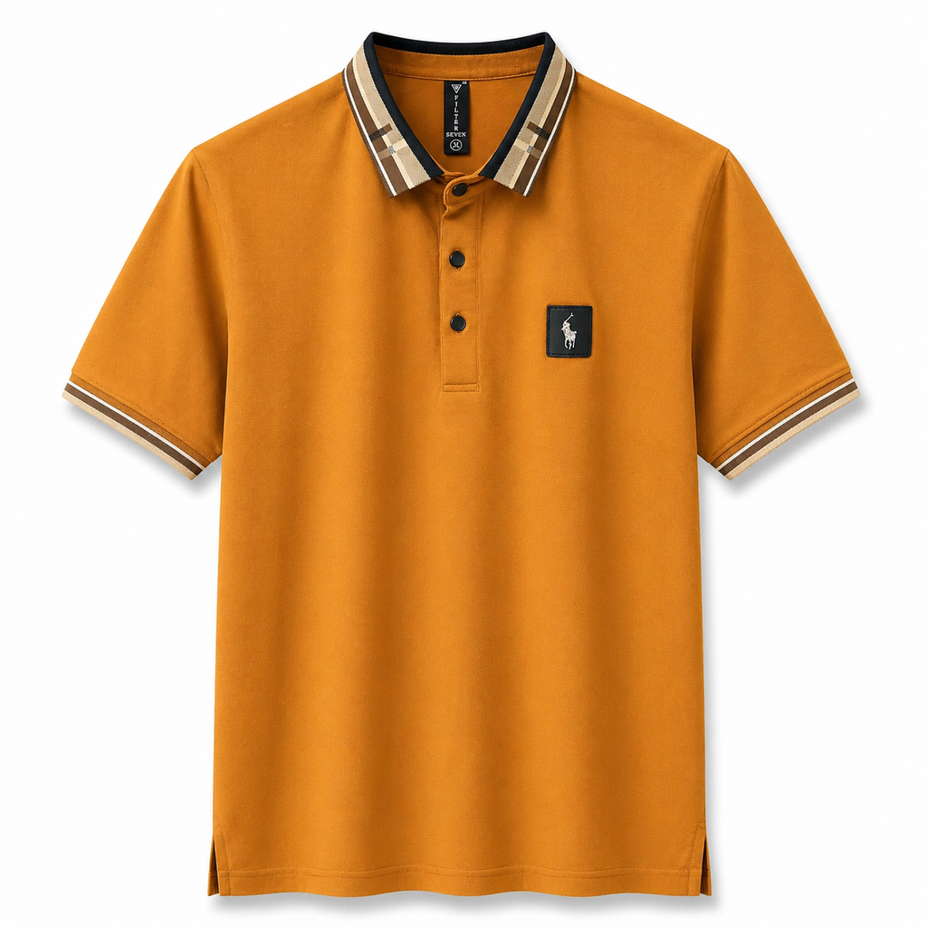 Signature Contrast Collar Polo – Sunset Orange Edition