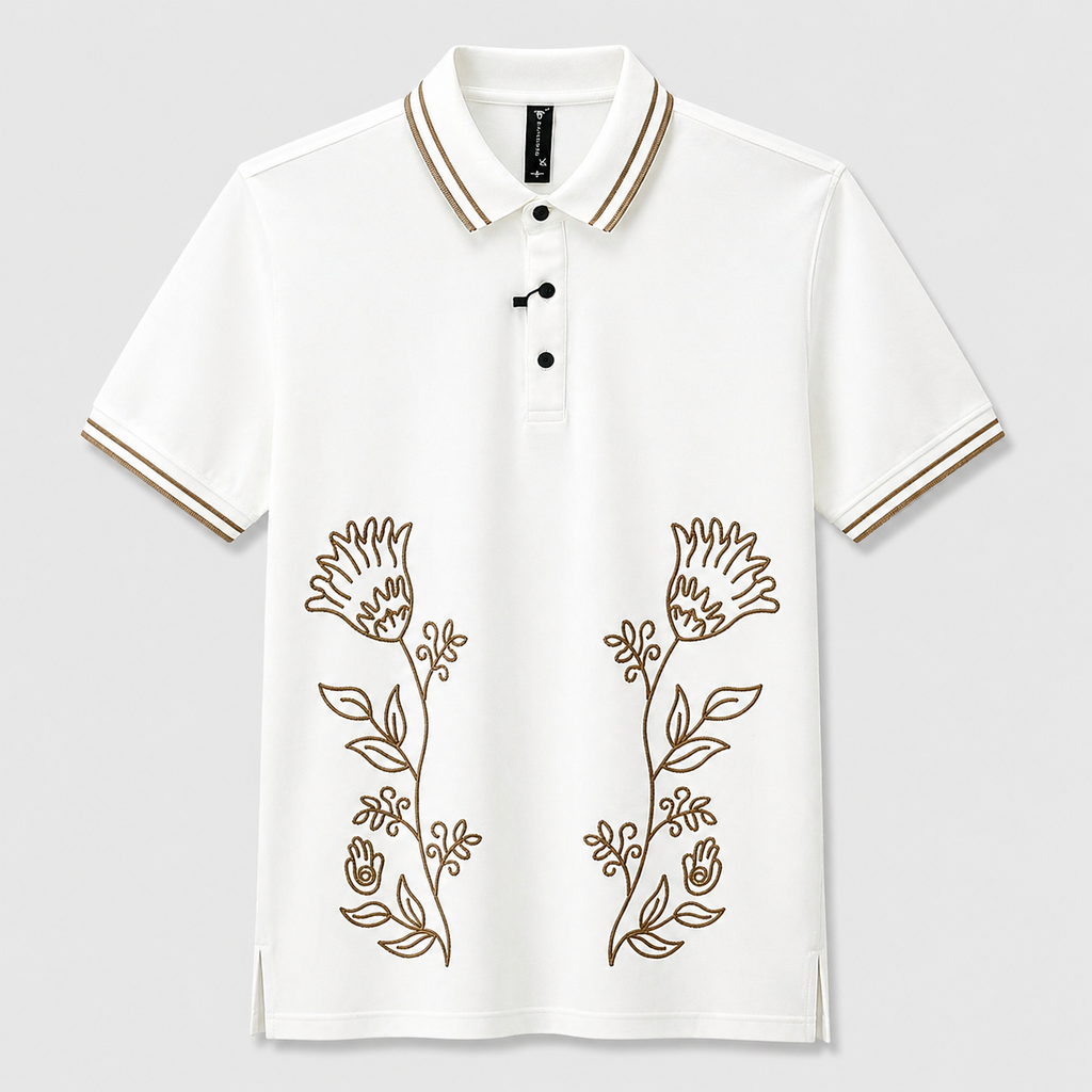 Embroidered Textured Polo – Sky Blue Signature Edition