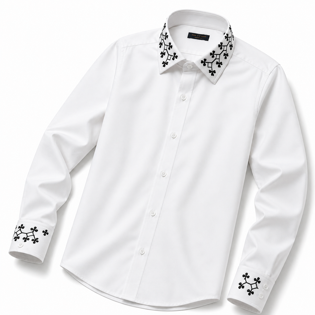 Styro Hub Premium Embroidered White Shirt - The Perfect Premium Embroidered White Shirt for Any Occasion