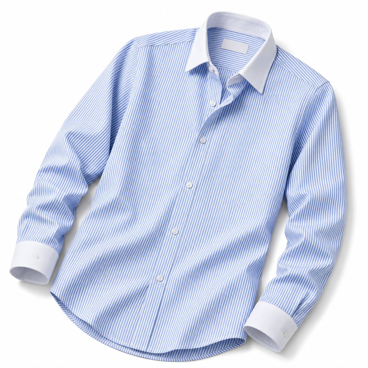 Styro Hub Skyblue Stripe Formal Shirt with White Collar and Cuffs