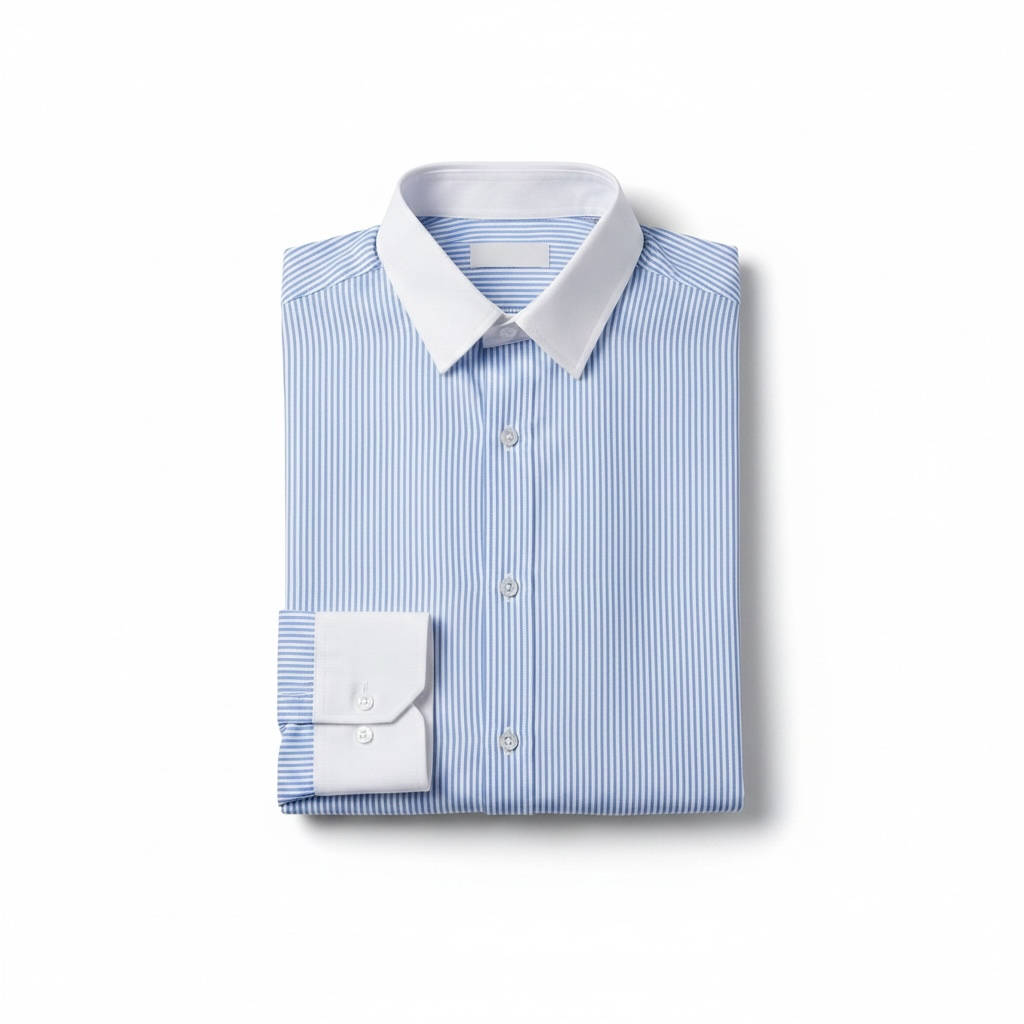 Styro Hub Skyblue Stripe Formal Shirt with White Collar and Cuffs
