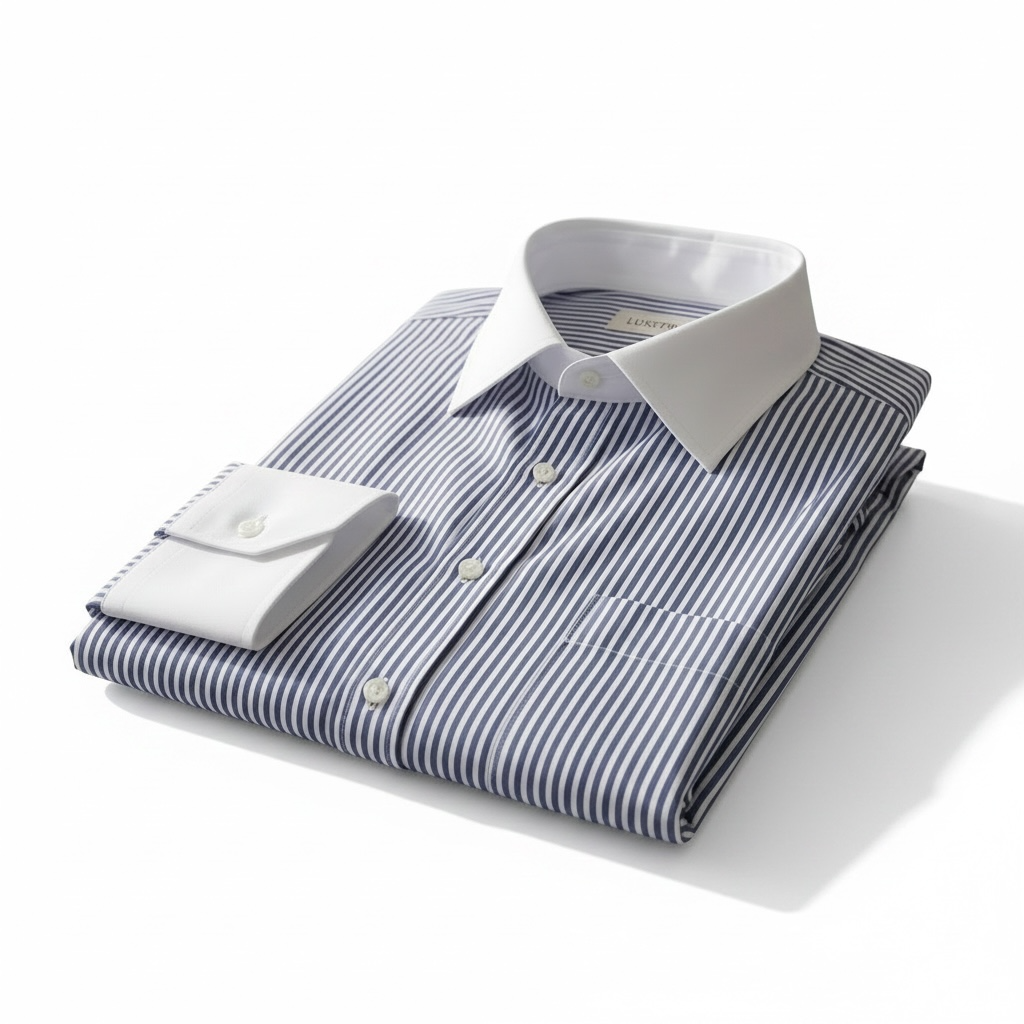 Classic Black and White Stripe Formal Shirt with Pocket - Full Sleeve Style