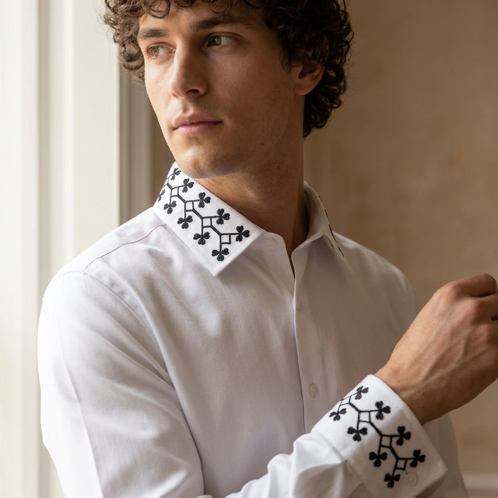 Styro Hub Premium Embroidered White Shirt - The Perfect Premium Embroidered White Shirt for Any Occasion